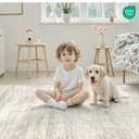 Art&Tuft Washable Rugs 9x12, Anti-Slip Backing Abstract Area Rugs, Stain Resistant Area Rugs 9x12 Living Room, Foldable Machine Washable Area Rug(01-Beige, 9'x12')