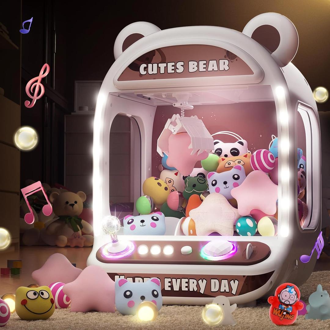 Skirfy Claw Machines for Kids,Unicorns Toys for Girls Age 6+,Arcade Games Mini Vending Machine with Squishy Fidget Toys,Candy Dispenser Machine,Claw Game,Birthday Gifts (White)