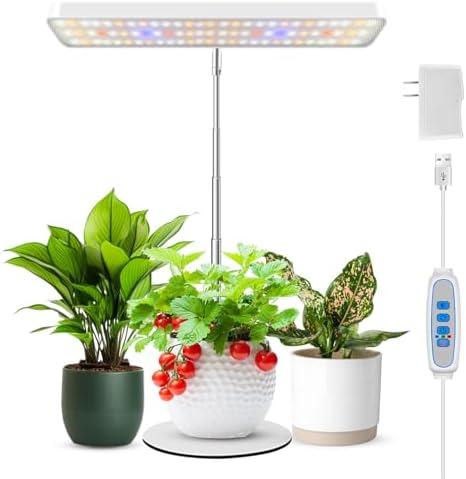 Wiaxulay Grow Light, 78 LED Plant Light for Indoor Plants, Full Spectrum Desktop Growing Lamp with Auto Timer 6/12/16 Hrs, 3 Lighting Modes, 5 Dimmable Levels, Height Adjustable 7.8"-26", 1 Pack