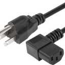 CERRXIAN 4.92FT 18AWG Right Angle 3 Prong Computer Power Cord, NEMA 5-15P to 90 Degree IEC 320 C13 Monitor TV Replacement Power Supply Cable, 10A/125V, for Computer , Scanners, Printers(R Black)