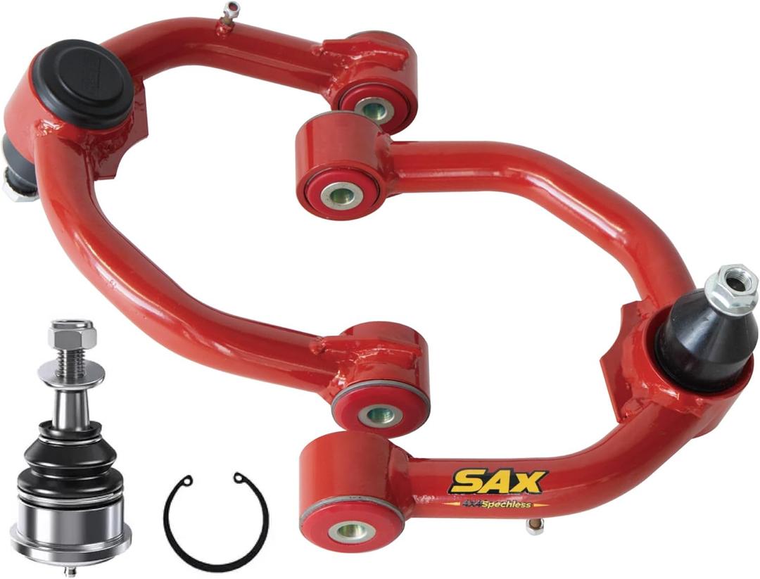 Front Upper Control Arms for 1996-2003 Toyota Tacoma 4WD, 1995-2002 Toyota 4Runner 4WD, 2-4" Lift Red Tubular Arms with PU Bushings and 1 Spare Ball Joint (2PCS