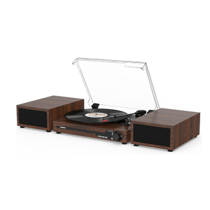 Vinyl Record Player with External Speakers BT 5.3 Wireless Turntable Portable with 3 Speed USB Vintage Wooden Coffee