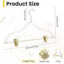 10pcs Clear Gold Hangers with Clips,17" x 8"Acrylic Glitter Hangers with Non Slip,Plastic Skirt Pants Storage and Organizer for Clothes,Trousers,Skirt,Jeans