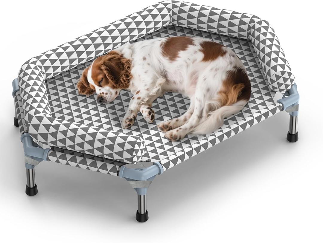 Orthopedic Dog Bed for Medium Dogs - Removable Bolsters & Cleanable Cover, Elevated Outdoor Dog Bed, Easy to Assemble, Up to 100lbs, Medium