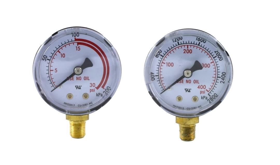 SA - Low and High Pressure Gauges for Acetylene Regulator 0-30 psi & 0-400 psi - 2 inches - 1/8'' Thread - LDP