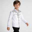 YELLTOOGOO Kid Western Cowboy Shirts Casual Button Down Costume for Boys Whitem, 140
