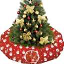 Pawaboo Cat Tunnel Bed Under Christmas Tree, 35.4'' Christmas Cat Toy Circle Tunnel with Ball, Cats Tunnels Christmass Tree Skirt Decorative Festive Foldable Kitty Tube Tunnels for Cats(Red Snowman)