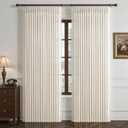 Pinch Pleated Linen 50 Inch Wide Curtains 96 Inches Long for Living Room, Memory Trained Pleat Boho Semi Sheer Birch Light Filtering Privacy Drapes 50x96 Inch Length 2 Panels Set Curtain Cream Ivory  Birch, 50"W x 96"L (Pack of 2)