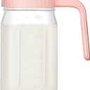 Mason Jar Pitcher, 32 oz Glass Milk Pitcher, Wide Mouth & Leakproof Glass Pitcher with Lid for milk, Sun Tea, Juice, Cold Brew Coffee and Drinks (Pink)