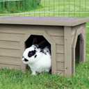 TRIXIE Indoor & Outdoor Small Animal Hideout Shelter for Rabbits and Guinea Pigs, Weatherproof Hide House with Two Entrances, Easy Assembly, Animal-Safe Design