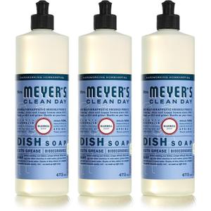 MRS. MEYER'S CLEAN DAY Liquid Dish Soap, Biodegradable Formula, Bluebell, 16 Fl. Oz - Pack of 3