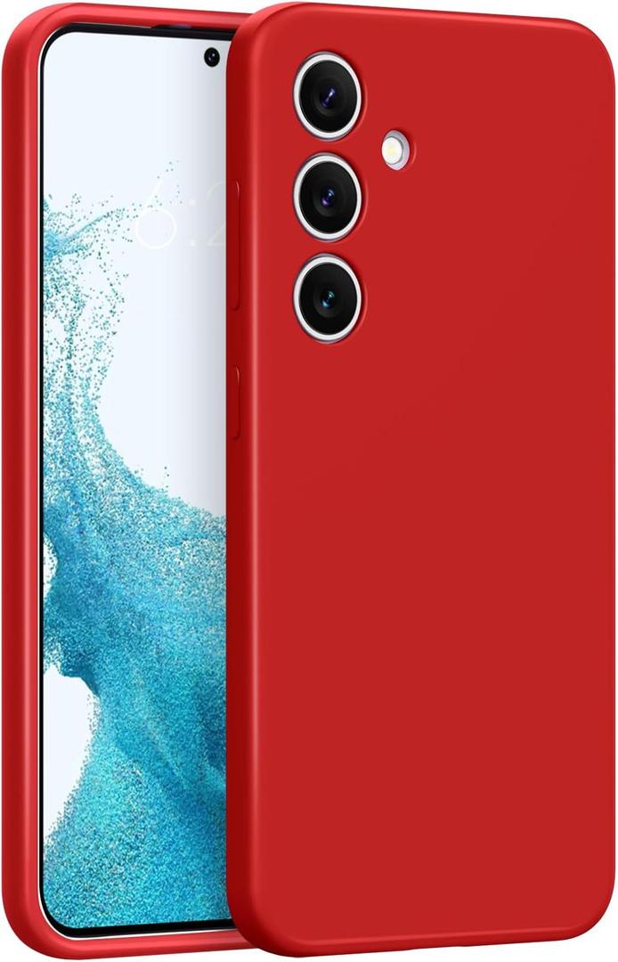 Slim case for Samsung Galaxy S24 5g, Liquid Silicone Cover for Galaxy S24 2024 SM-S921U / S921W Shockproof Protective Soft Rubber, Red