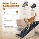 Dog Stairs for Small Dogs, 17 Inch High for Bed and Couch, Non-Slip Wooden Dog Stair Ottoman Folding, Outer Leather Wrapping for Small Medium Dogs and Senior Injured