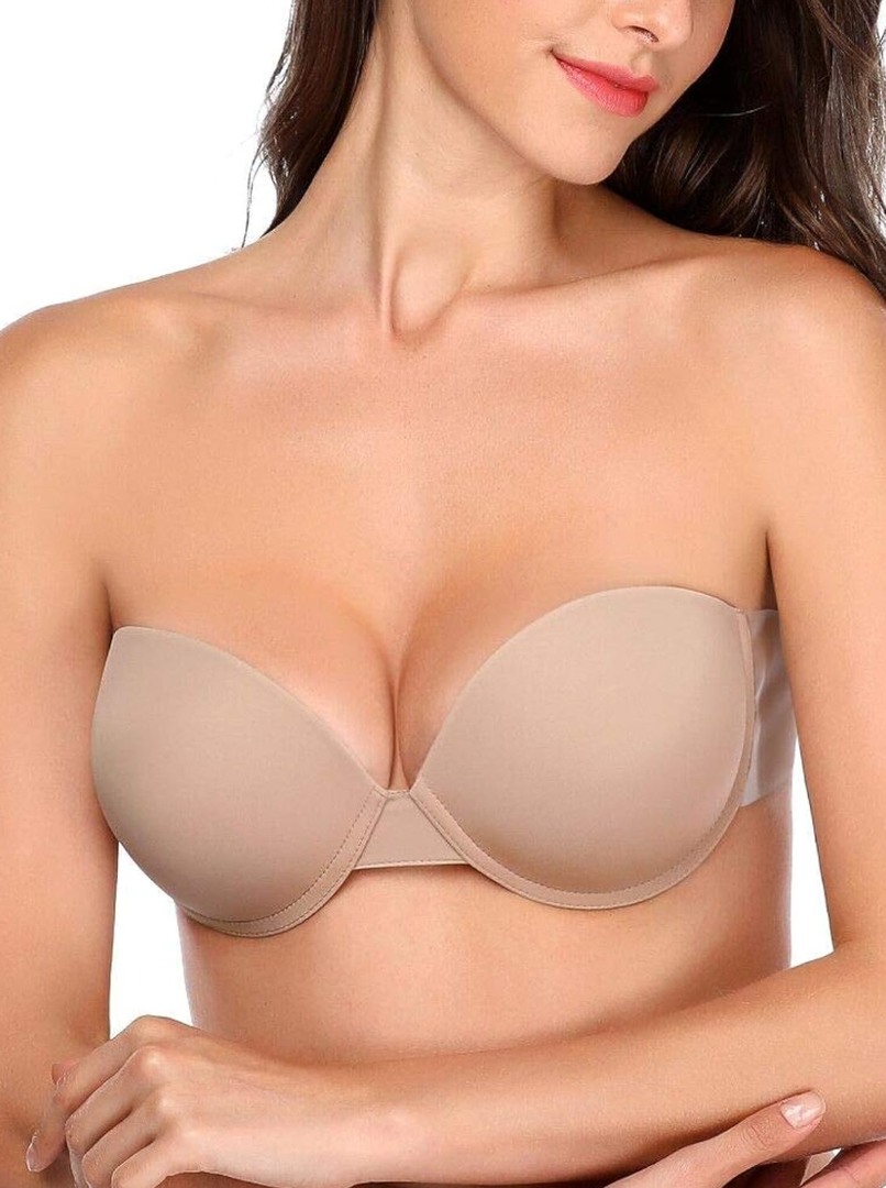 JOATEAY Adhesive Bra Backless Strapless Sticky Push Up Reusable Invisible Lift Padded Non-Slip, C