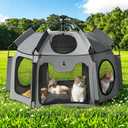 Catio Outdoor Cat Enclosure, Rywell 55 Extra Large Catio Pop Up Indoor Outdoor, Portable Cat Playpen Weatherproof with Removable Sunshade, Easy Setup Pet Enclosure for Cats Dogs