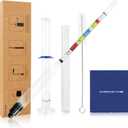 Circrane Hydrometer & Glass Test Jar Set, Triple Scale Alcohol Hydrometer with Glass Cylinder for Brew Beer, Wine, Mead and Kombucha, ABV, Brix and Gravity Test Kit, Home Brewing Supplies