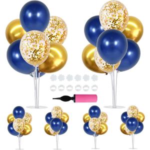TONIFUL 6 Set Navy Blue Gold Balloon Centerpieces for Table,Balloon Arch Kit for Graduation Decorations 2025 Class of 2025 Party Decorations,New Year,Anniversary,Birthday Decoration
