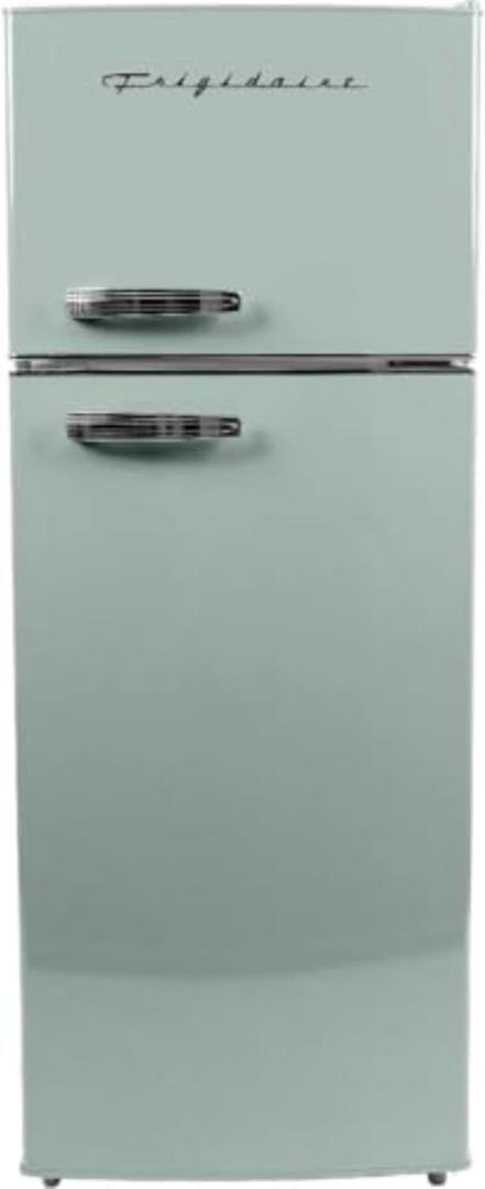 Frigidaire EFR753 Retro Apartment Size Refrigerator with Top Freezer - 2 Door Fridge with 7.5 Cu Ft of Storage Capacity, Adjustable Spill-Proof Shelves, Door & Crisper Bins, Mint