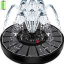 Solar Fountain Work On Cloudy Day,Solar Water Bird Bath Fountain with Faster Conversion Glass Solar Panel and Power Indicator,Built-in 2000mAh Battery,Outdoor Garden Decor(Black Panel)