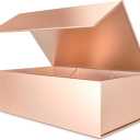 Rose Gold Gift Box with Magnetic Closure Lid - 10" X 6" X 3" Luxury Gift Packaging for Bridesmaid, Birthday Presents