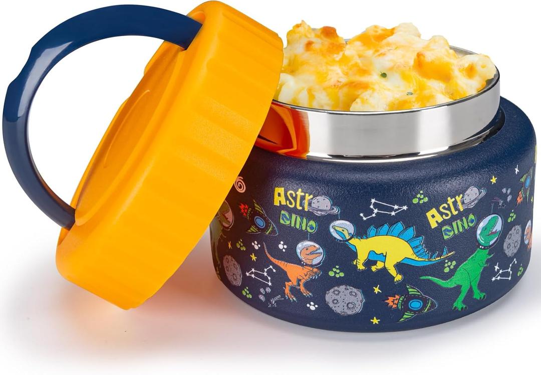 Charcy 8oz Thermo for Hot Food Kids, Wide Mouth Leak-Proof Soup Thermo, Insulated Food Jar for 4h Hot and 6h Cold - Blue Dinosaur TK