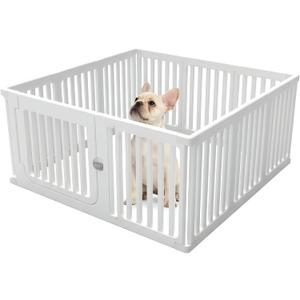 11-Panel Expandable Pet Playpen with Lockable Wide Door, 23.6 Inch Height Portable Indoor/Outdoor for Pets Under 22lbs or Baby, Easy Setup & Clean