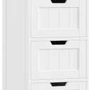 FOTOSOK Bathroom Storage Cabinet, Bathroom Cabinet with 4 Drawers, 11.8” x 11.8” x 32.5” Freestanding Entryway Cupboard Storage Organizer Unit Home Furniture Decor, White