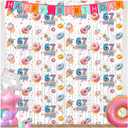 3 x Funny 6 7 Meme Birthday Decorations 2 Pack Donut Theme Party Supplies 3.3x6.6ft Tinsel Foil Fringe Curtain White Photo Booth Prop Six Seven Backdrop Streamer Decor for Kids