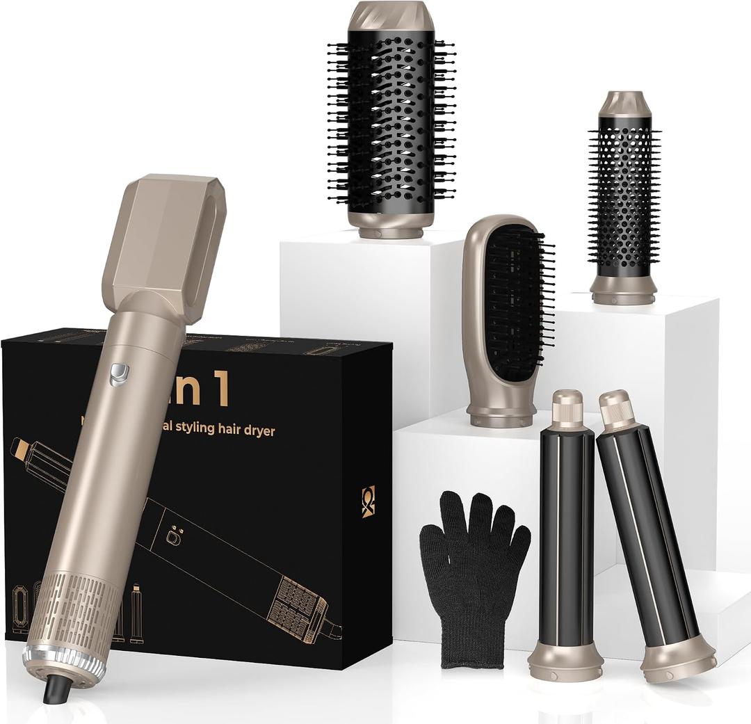 Hair Dryer Brush,6 in 1 Professional Hot Air Styler,Powerful Air Curling Wrap Styler,Negative Ionic Hair Dryer Fast Drying, Multi Hair Stylerfor Curling Volumizing Straightening Styling