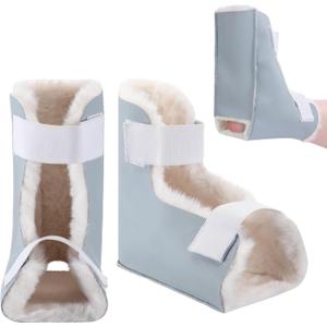 2 pcs Heel Protectors for Pressure Sores Boot Sheepskin Heel Protectors Soft Foot Cushions Pads with Securing Strap for Protect Feet Ankle Pressure Bed Sores