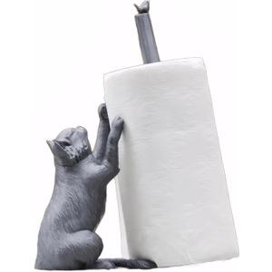 Resting Cat Paper Towel Holder Countertop Napkin Toilet Roll Stand for Kitchen (Silvery)