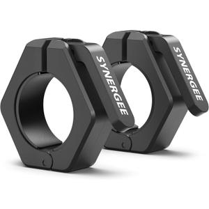 Synergee Black Magnetic Barbell Collars Locking 2" Olympic Size Weight Clamps - Quick Release Collar Clips Bar Clamps Great for Crossfit Olympic Lifts and Strength Training