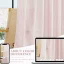RYB HOME Linen Cafe Curtains 24 inch Length, Kitchen Farmhouse Striped Tier Curtains for Living Room Bathroom Tickingstripe Small Window Rustic Pinstripe Valances, Pink, W26 x L24, 2 Panels