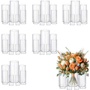 42pcs Glass Vase Cylinder Vases for Centerpieces Small Flower Glass Clear Vases Home Decor Centerpiece Table Flower Vase Decorations for Wedding Decoration＆Holiday 7 Vases of Different Sizes