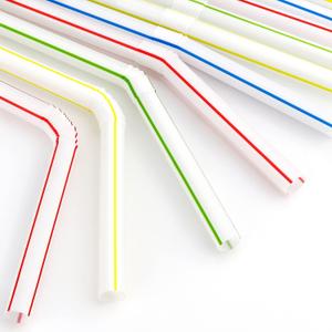200 Bendable Straws, Flexible Straws, Striped Fun Colorful Drinking Straw, Disposable (Stripes)