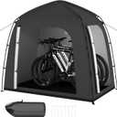 Bike Storage Shed Tent, Waterproof 210D Oxford Fabric Storage Tent for 3 Bikes, Bike Storage with Window Design, Bike Cover Shelter for Motorcycle, Bicycles, Lawn Mower (Black)