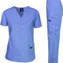 Dagacci Scrubs Medical Uniform Women and Man Scrubs Set Medical Scrubs Top and Pants (XX-Large, Ceil Blue)