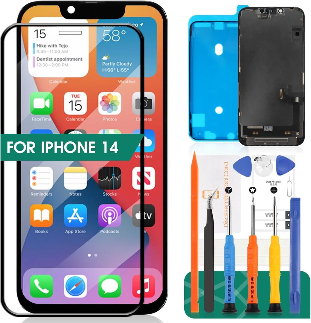 for iPhone 14 Screen Replacement for iPhone 14 LCD Display Repair Kits for iPhone 14 A2882 Touch Screen Replacement LCD Digitizer Assembly Replacement