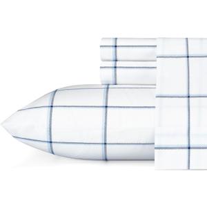 Nautica - Queen Sheet Set, Cotton Percale Bedding Set, Crisp & Cool, Lightweight & Breathable (Plot Blue, Queen)