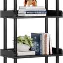 Hosfais Small Wooden Bookcase, 4-Tier Black Rustic Etagere Bookshelf for Living Room & Bedroom, Storage Organizer