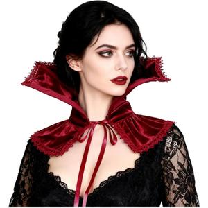 L'VOW Women Black Victorian Collar Standing Vampire Collar Detachable Dracula Collar Witch Gothic Accessories