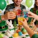 60 Pcs Valentine's St. Patrick's Easter Plastic Cups Heart Green Shamrock Rabbit Egg Disposable Clear Plastic Cups Disposable Plastic for Kids Adults Cold Drink Snacks Party Favors Supplies