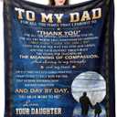 to My Dad from Daughter Flannel Fleece Throw Blanket 60"x50", Grateful Love Birthday Gift Throws Blankets, Happy Father's Day Present for Sofa, Super Cozy Lightweight Father Gifts Idea