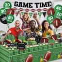 Football Party Supplies Kit Serve 24,Touchdown Plates,Napkins,Tablecloth,Banner,Balloon Football Birthday Party Decorations Tableware Set for Game Day Tailgate Decor