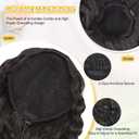 QGZ Drawstring Ponytail Extension 14 Inch Synthetic Wavy Curly Hair for Black Women Fluffy Ponytail Hair Extensions for Daily Use (Black Brown)