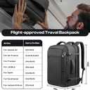 Carry on Backpack for 1-10 Days Trips, Extra Large 40L-50L Travel Backpack TSA Approved, Expandable Laptop Bagpack, Water Resistant Bag Compatible with 17.3 inch Laptops, Black
