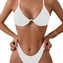 Fanuerg Women Underwire Triangle Bikini Spaghetti Strap Push Up Swimsuit Cheeky Two Piece Bathing Suit XL