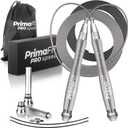 PrimaFIT Jump Rope Pro Speed Skipping Rope Adjustable Adult Jumping Rope Weighted Aluminium Handles for Double Dutch Boxing Workout Crossfit Exercise Fitness Spare Cable Weights Protectors Carry Bag (Silver)