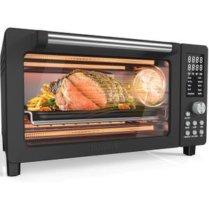 Nuwave Bravo Pro Smart Air Fryer Toaster Oven Combo, Airfryer Convection Oven Countertop, 10-in-1 Functions with Quicker & Even Crisp Technology, 1800W, 50-450°F, PFAS-Free, 21QT, Black, 21qt Capacity
