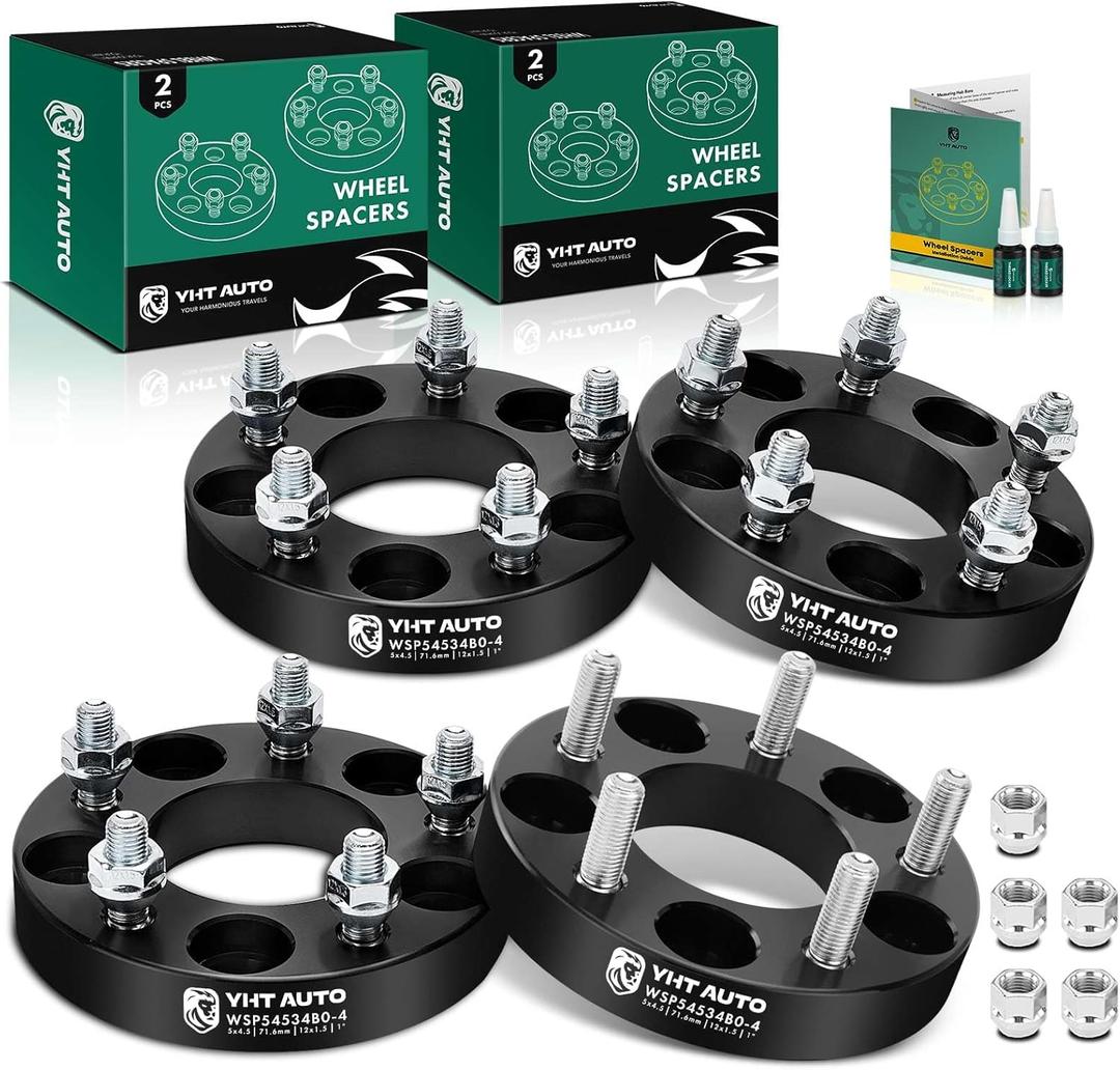 YHTAUTO 5x4.5 Wheel Spacers 1 Inch Compatible with Chrysler, Dodge, Jeep Models, Prowler, Town & Country, Voyager, Caravan 5x114.3mm Tire Spacers with M12x1.5 Studs 71.6mm Center Bore, Not Hubcentric